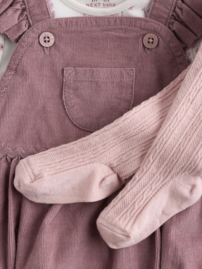 Purple/ White Cord Baby Romper and Long Sleeve Bodysuit and Tights 3 Piece Set (0mths-2yrs) - image 14