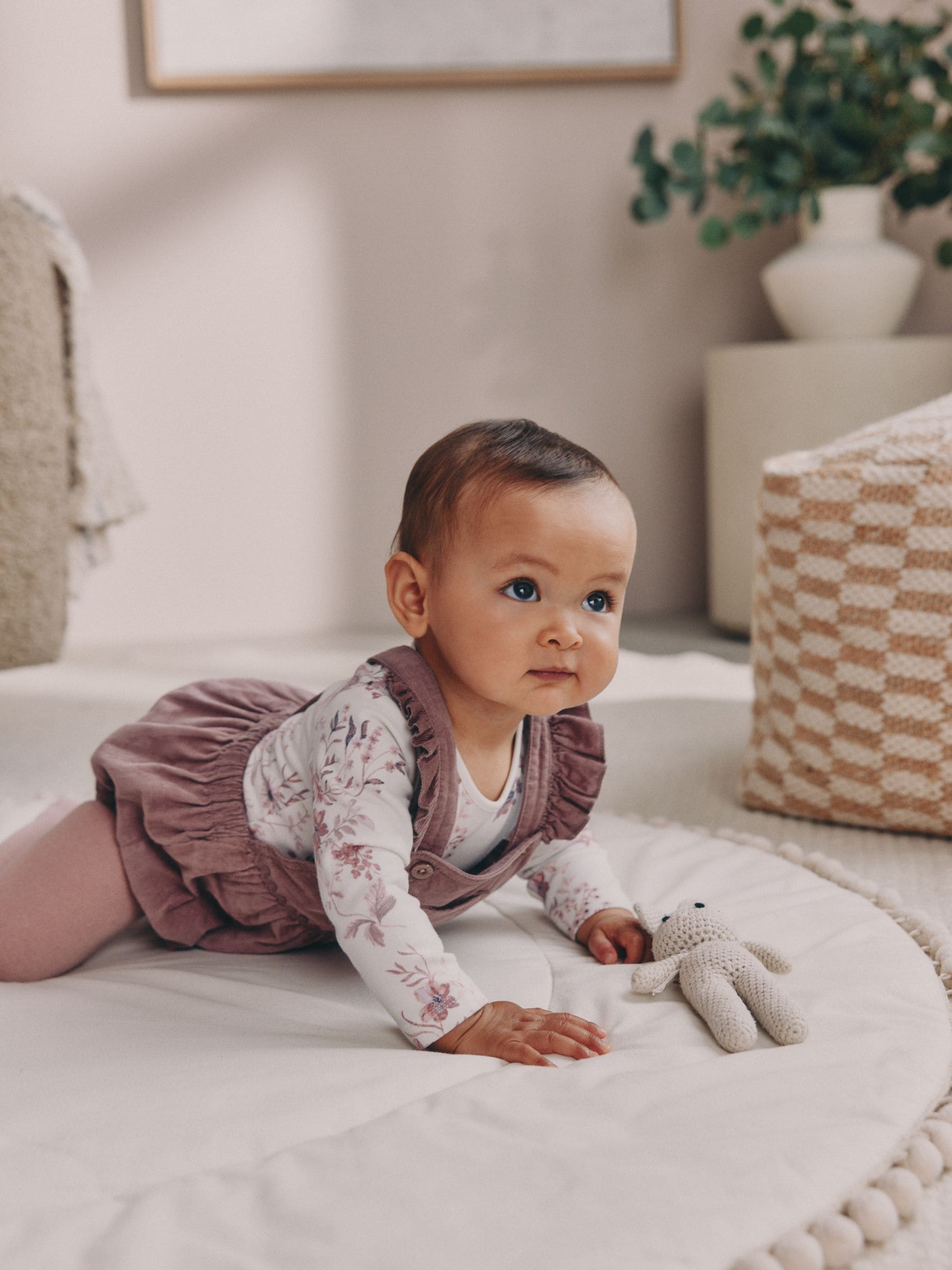 Purple/ White Cord Baby Romper and Long Sleeve Bodysuit and Tights 3 Piece Set (0mths-2yrs) image 2