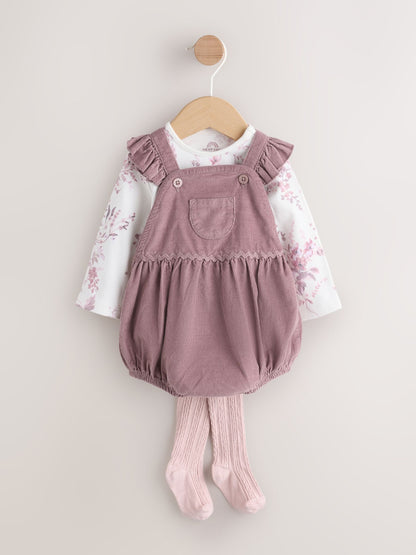 Purple/ White Cord Baby Romper and Long Sleeve Bodysuit and Tights 3 Piece Set (0mths-2yrs) image 6