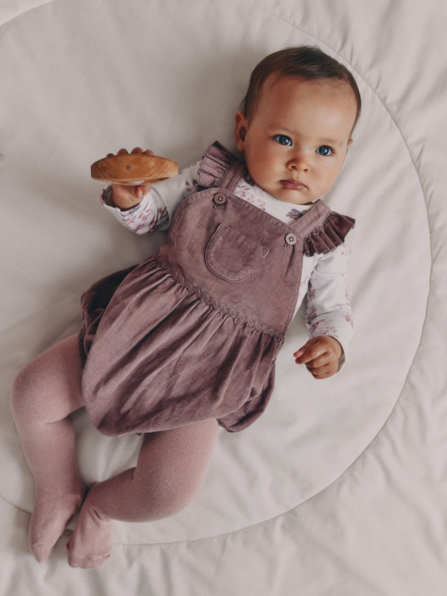 Purple/ White Cord Baby Romper and Long Sleeve Bodysuit and Tights 3 Piece Set (0mths-2yrs) image 1