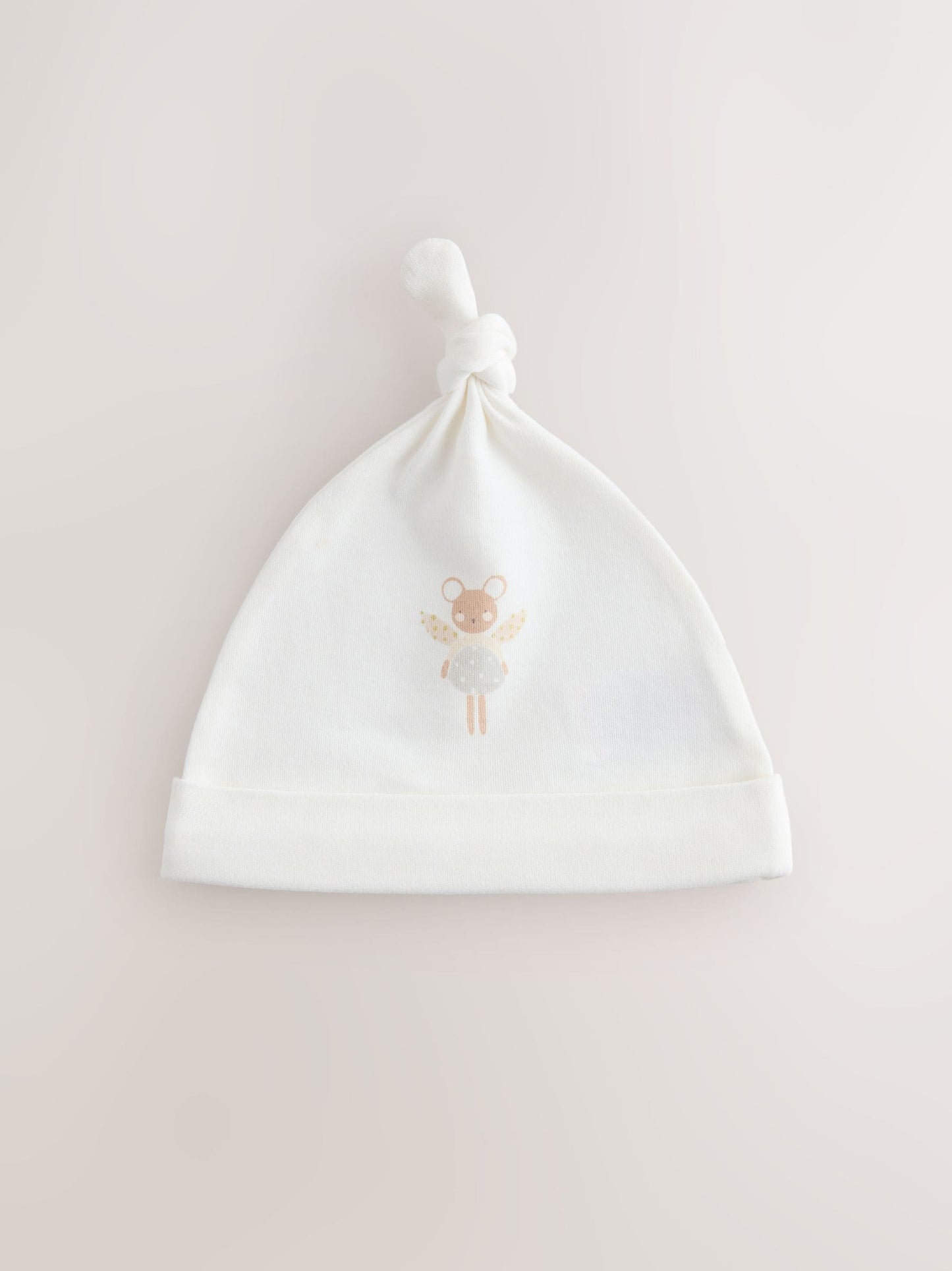 Ecru Fairy Mouse 3 Pack Tie Top Baby Beanies (0-12mths) image 2