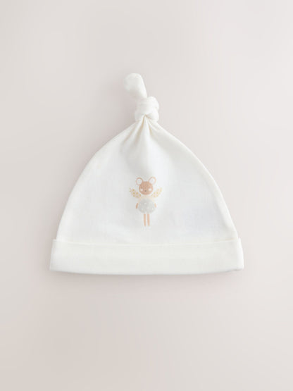 Ecru Fairy Mouse 3 Pack Tie Top Baby Beanies (0-12mths) image 2