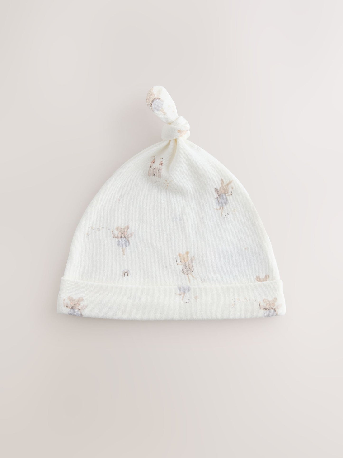 Ecru Fairy Mouse 3 Pack Tie Top Baby Beanies (0-12mths) image 4