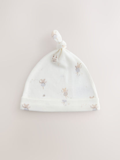 Ecru Fairy Mouse 3 Pack Tie Top Baby Beanies (0-12mths) image 4