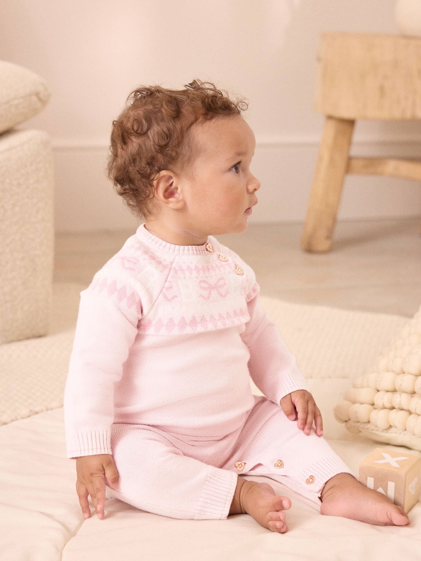 Baker by Ted Baker Pink Knitted Fairisle Pattern Romper image 1