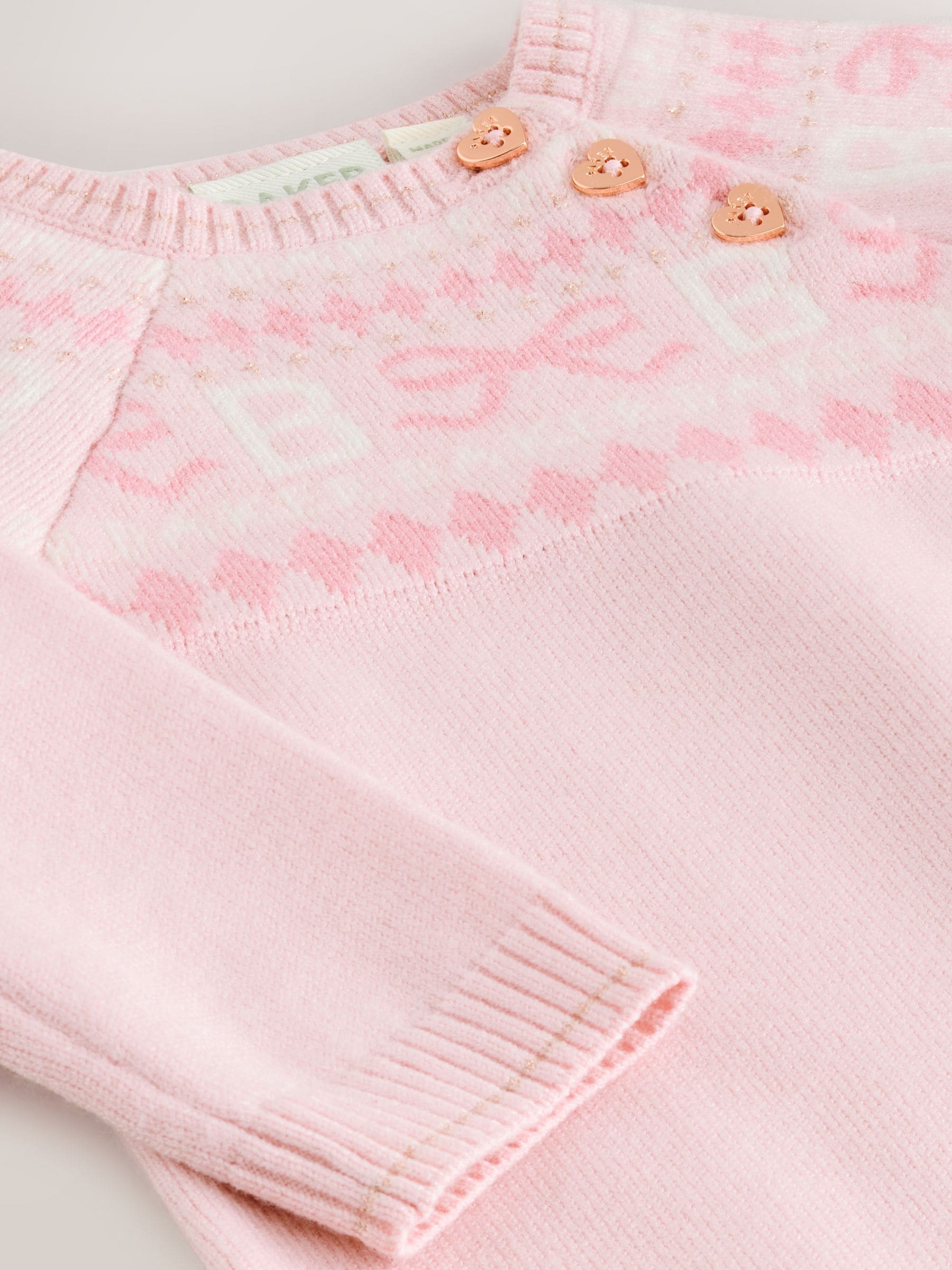 Baker by Ted Baker Pink Knitted Fairisle Pattern Romper image 4