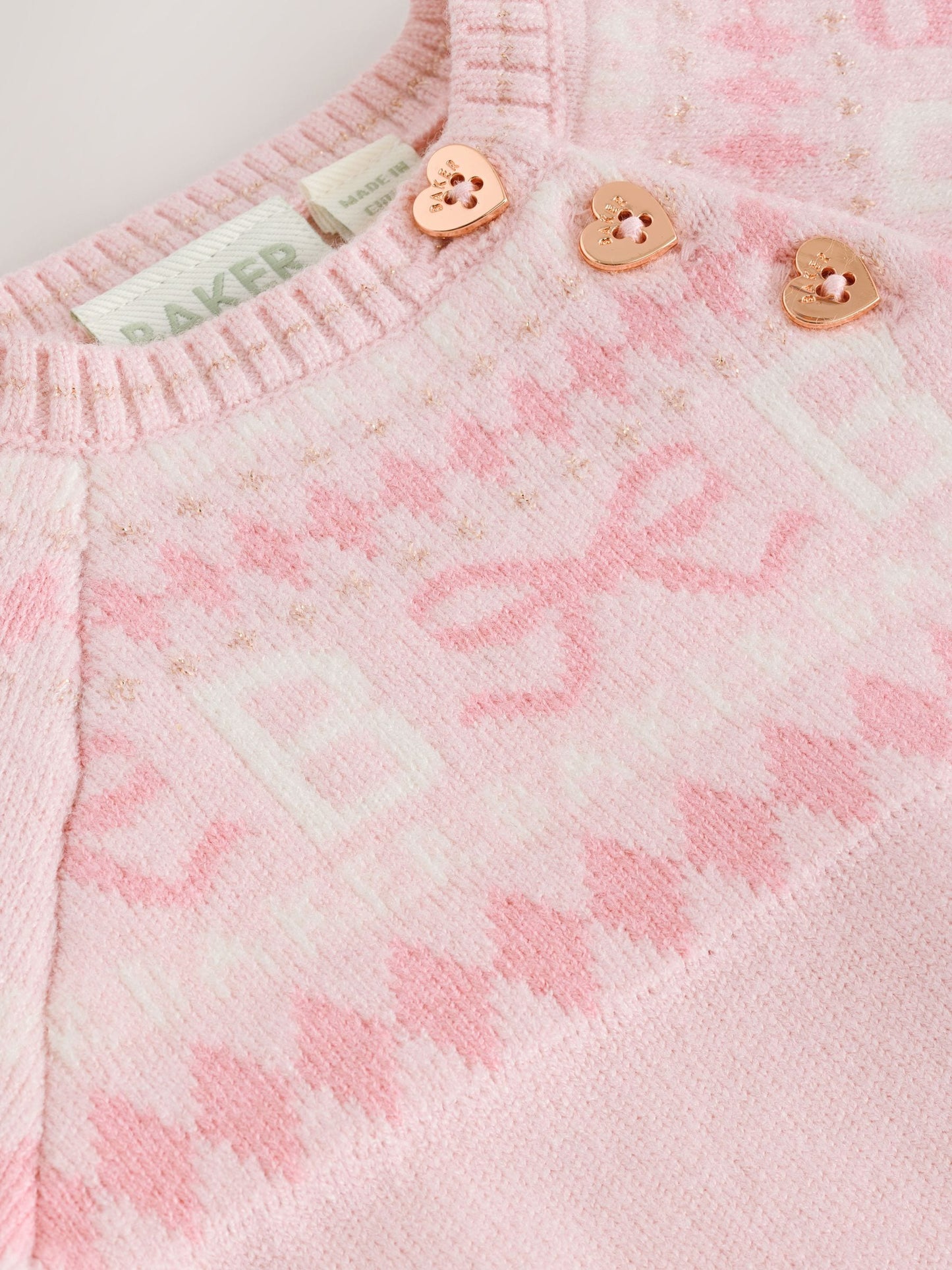 Baker by Ted Baker Pink Knitted Fairisle Pattern Romper image 5