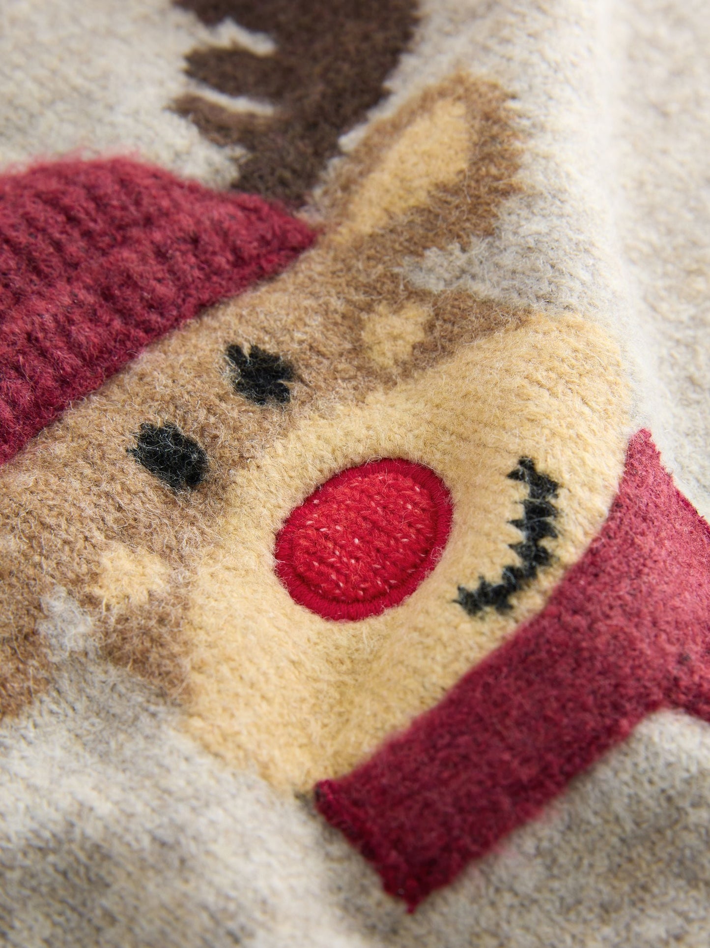 Neutral/Grey Reindeer Knitted Christmas Jumper (3mths-7yrs)