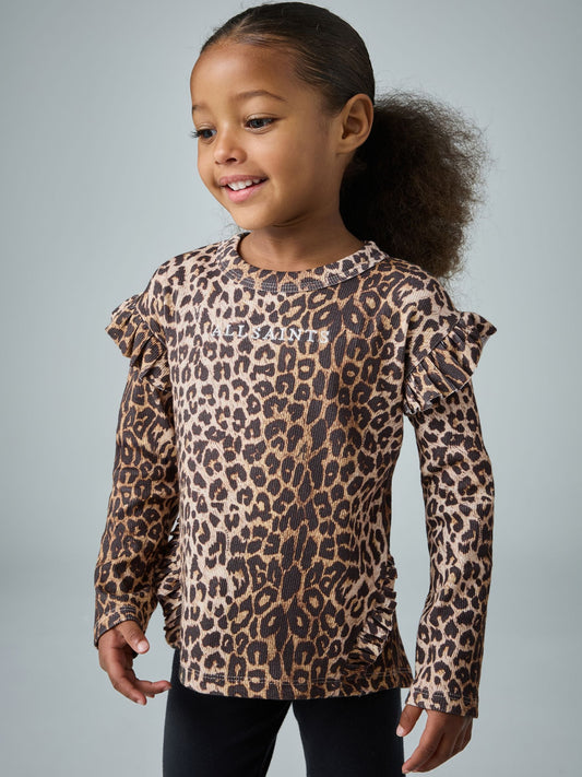 smALLSAINTS Leopard Frill Long Sleeve T-Shirt and Legging Younger Girls Set - image 2