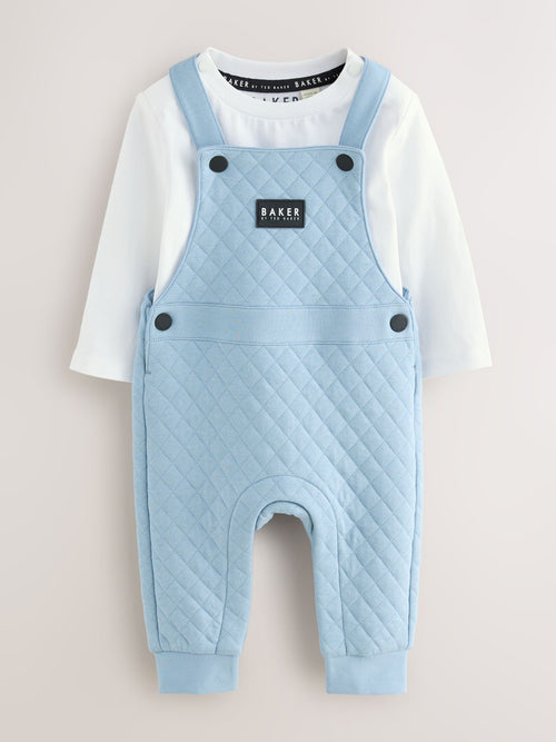 Baker by Ted Baker Blue Quilted Dungarees and T-Shirt Set image 1