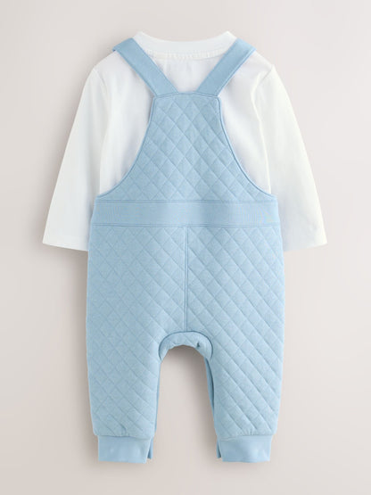 Baker by Ted Baker Blue Quilted Dungarees and T-Shirt Set