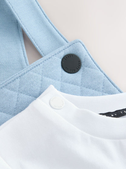 Baker by Ted Baker Blue Quilted Dungarees and T-Shirt Set