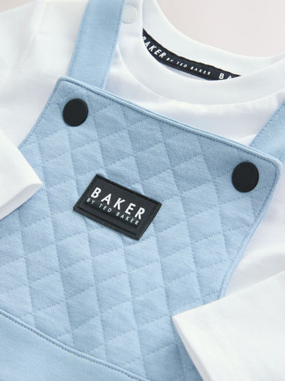 Baker by Ted Baker Blue Quilted Dungarees and T-Shirt Set