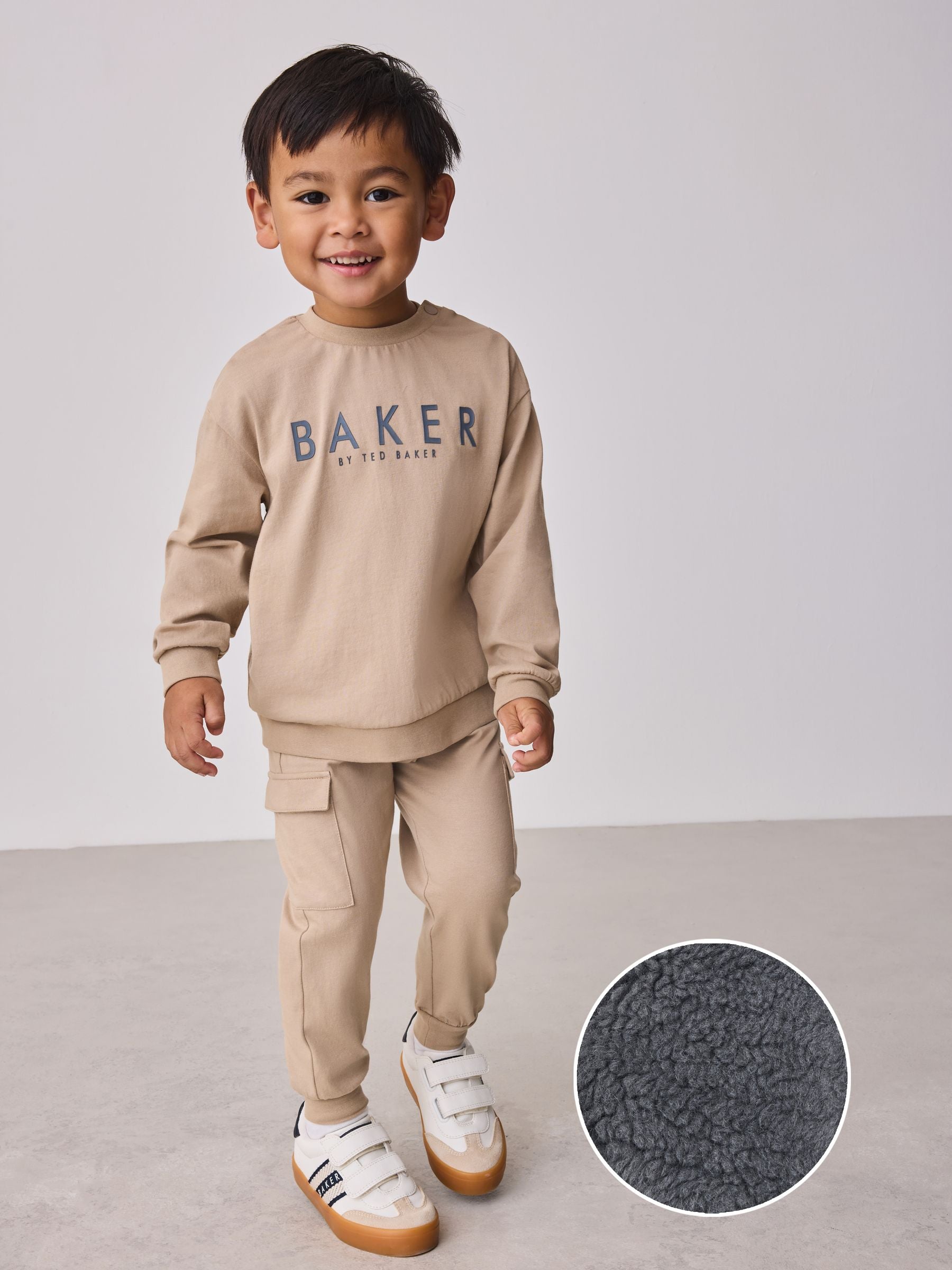Baker by Ted Baker 3 Piece Stone Borg Gilet, Sweatshirt and Joggers Set image 3