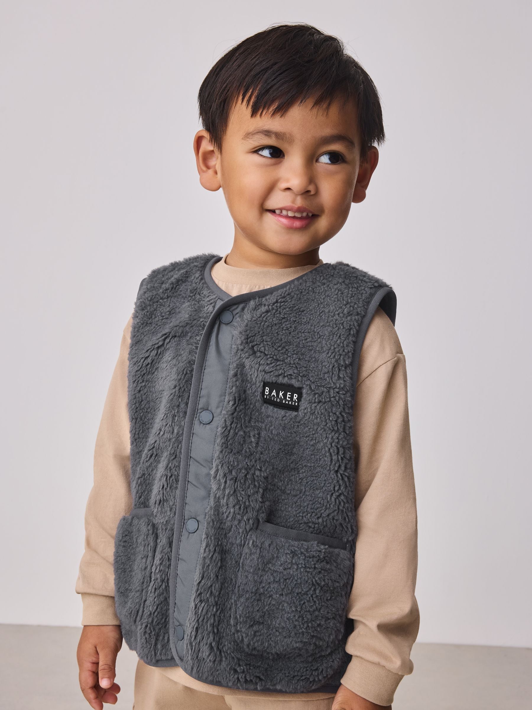 Baker by Ted Baker 3 Piece Stone Borg Gilet, Sweatshirt and Joggers Set image 4