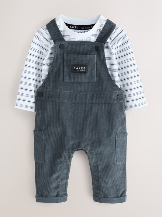 Baker by Ted Baker Charcoal Grey Cord Dungarees Set