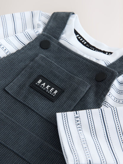 Baker by Ted Baker Charcoal Grey Cord Dungarees Set