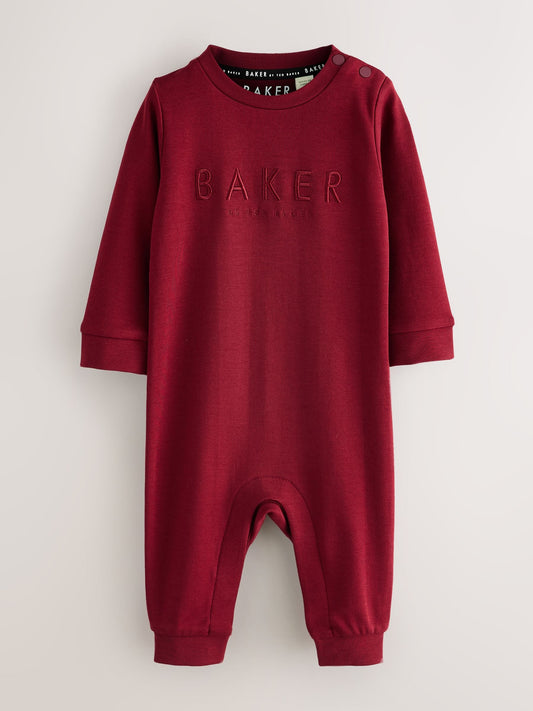 Baker by Ted Baker Burgundy Red/Grey Romper and Reversible Hat image 3