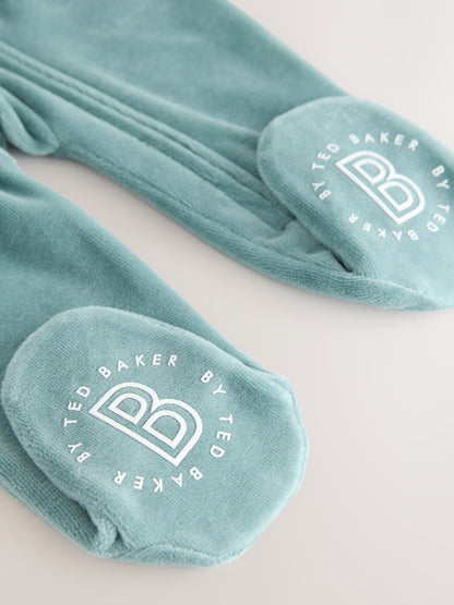 Baker by Ted Baker Green Velour Sleepsuit