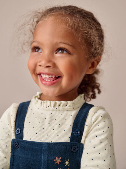 Navy Bunny Corduroy Dungarees Top and Tights Set (3mths-7yrs)