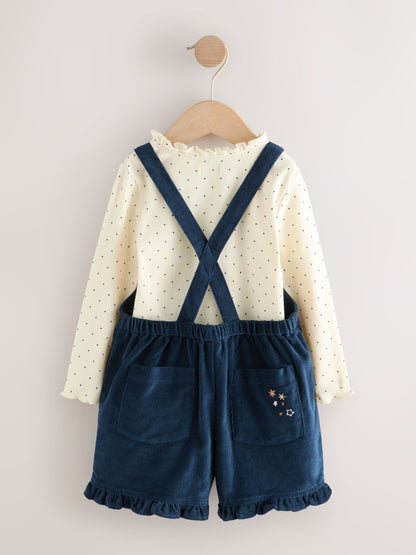 Navy Bunny Corduroy Dungarees Top and Tights Set (3mths-7yrs)