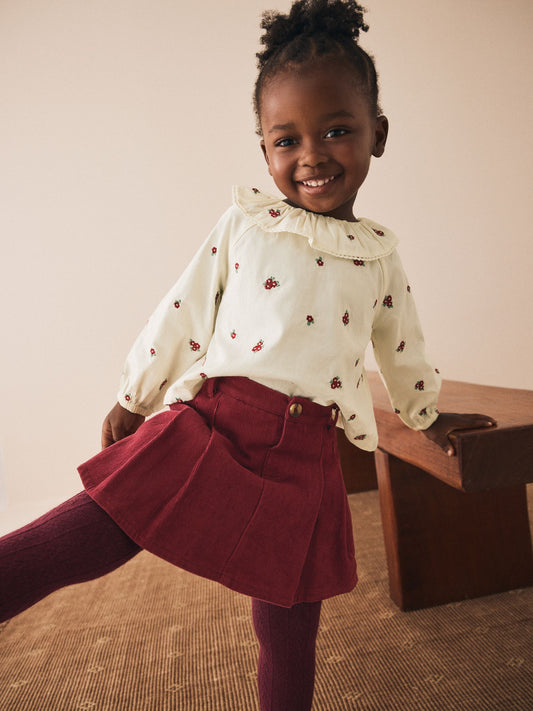 Red Skort Embellished Blouse and Tights Set (3mths-7yrs) image 1