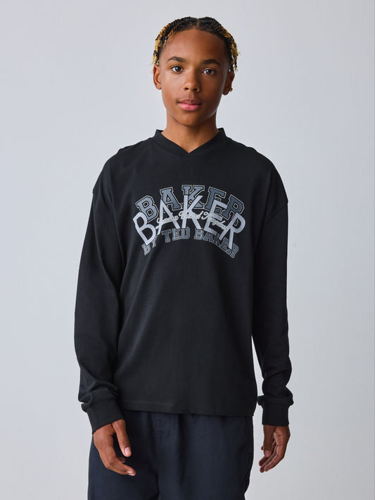 Baker by Ted Baker Black V-Neck Graphic T-Shirt image 3