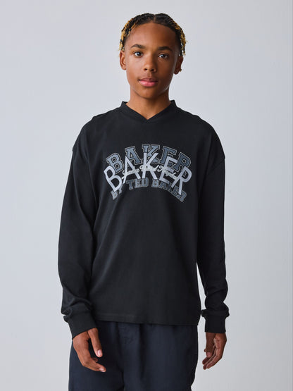 Baker by Ted Baker Black V-Neck Graphic T-Shirt image 2