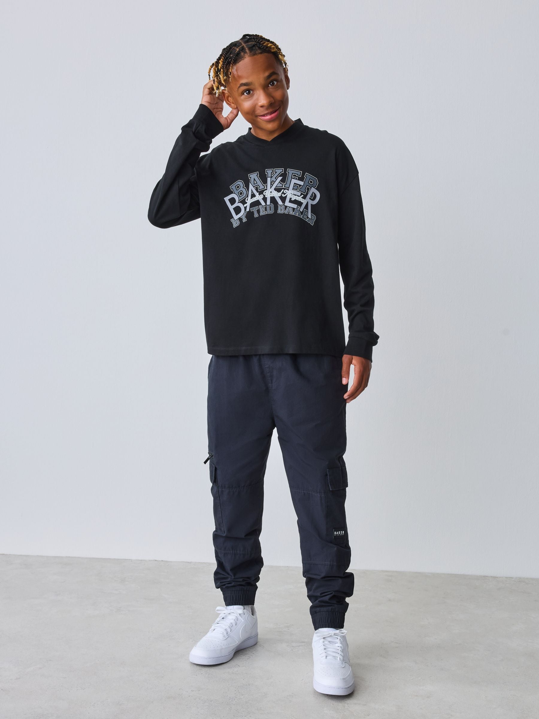 Baker by Ted Baker Black V-Neck Graphic T-Shirt image 4