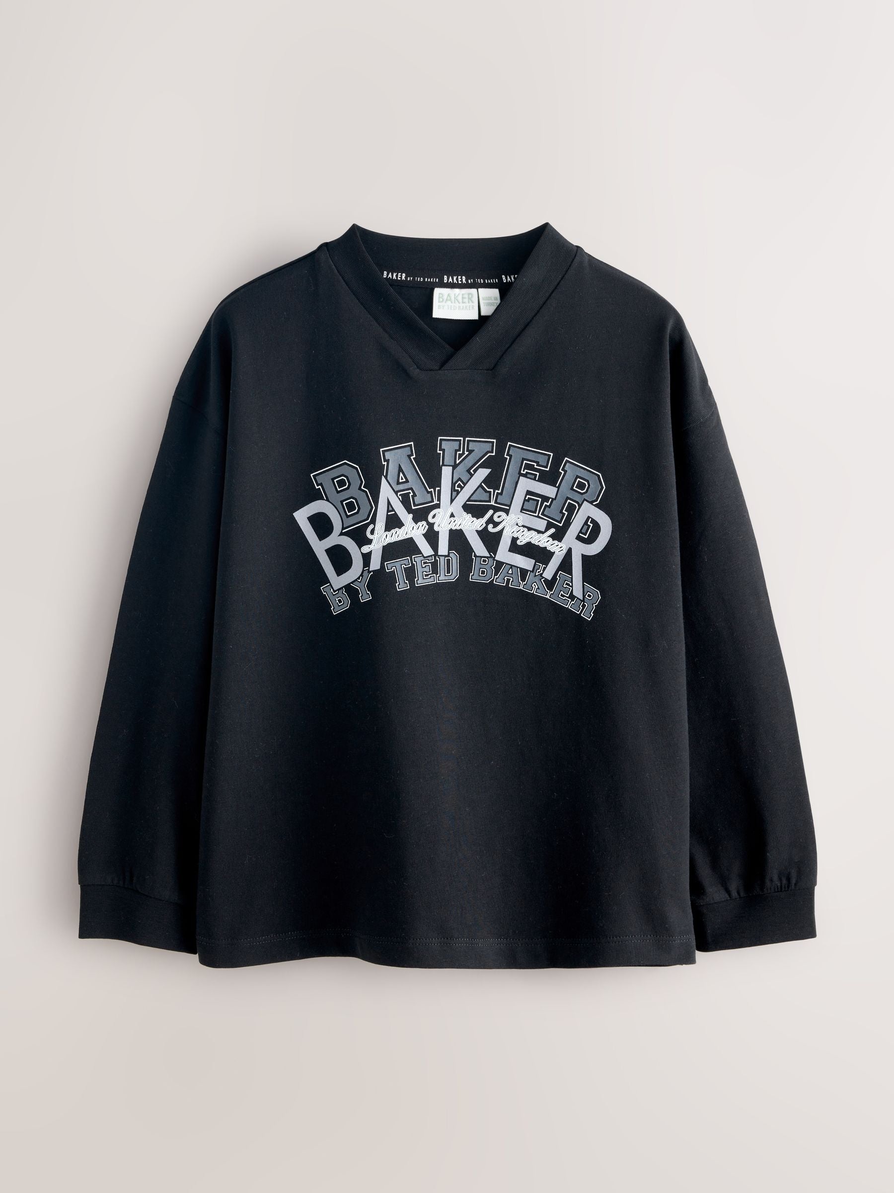 Baker by Ted Baker Black V-Neck Graphic T-Shirt image 6