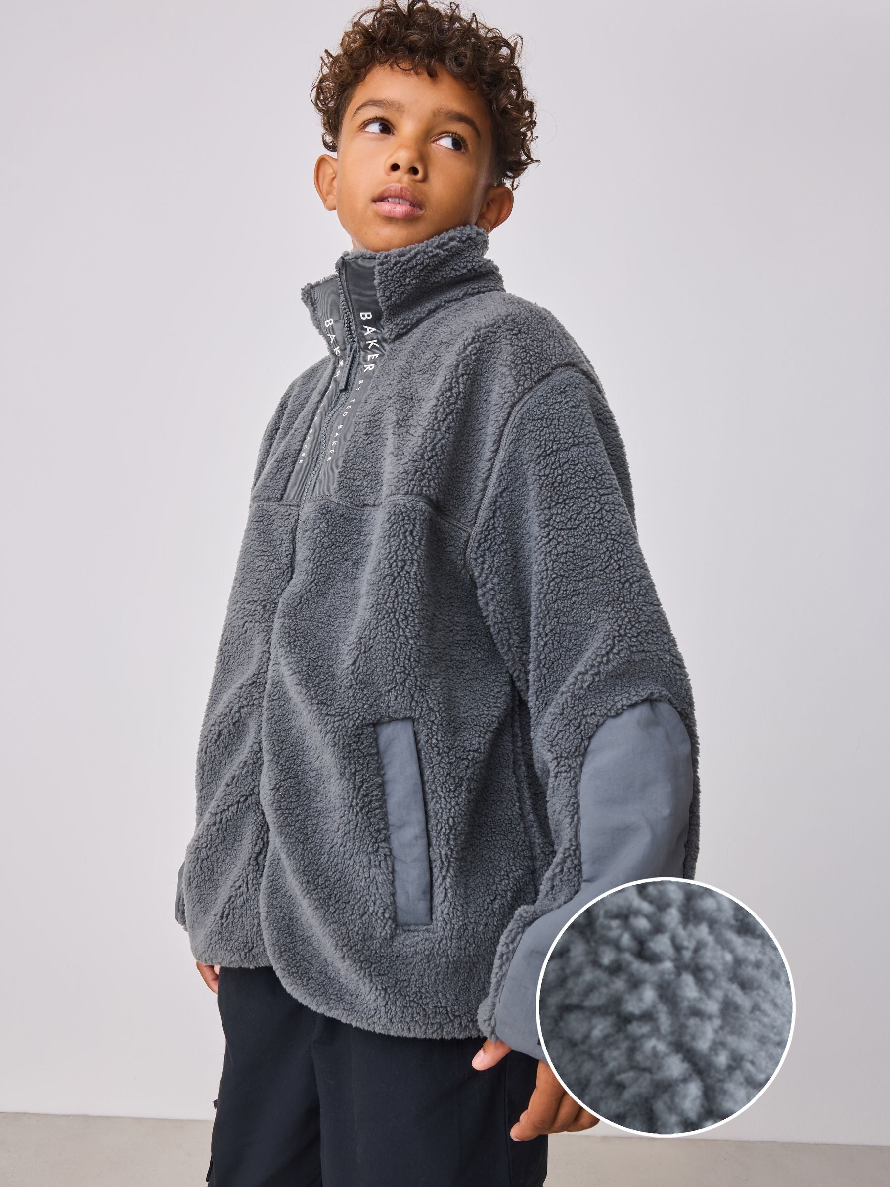 Baker by Ted Baker Grey Borg Zip Through Fleece image 2