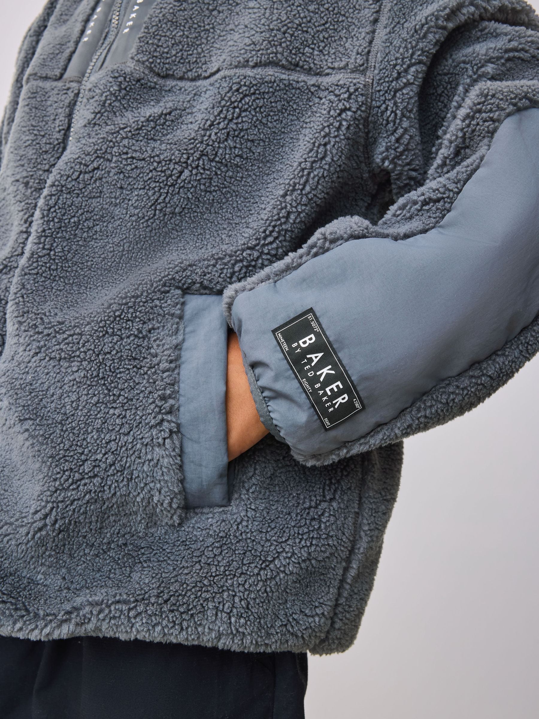 Baker by Ted Baker Grey Borg Zip Through Fleece image 8