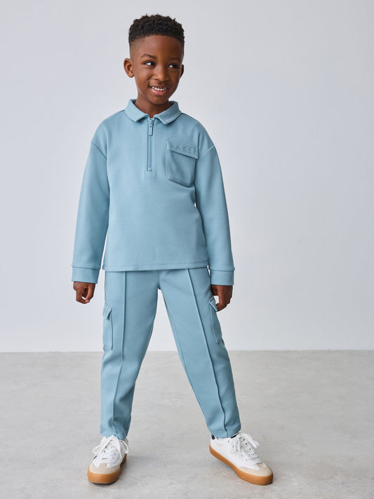 Baker by Ted Baker Blue Long Sleeve Polo Shirt and Trouser Set image 1