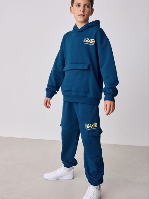 Baker by Ted Baker Oversized Blue Graphic Hoodie and Joggers Set image 1