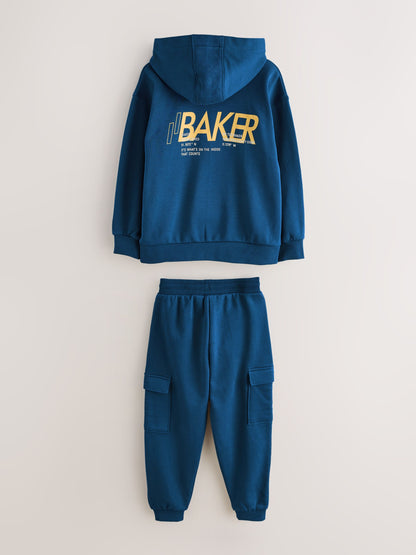 Baker by Ted Baker Oversized Blue Graphic Hoodie and Joggers Set image 10