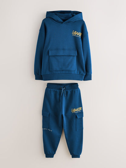 Baker by Ted Baker Oversized Blue Graphic Hoodie and Joggers Set image 9