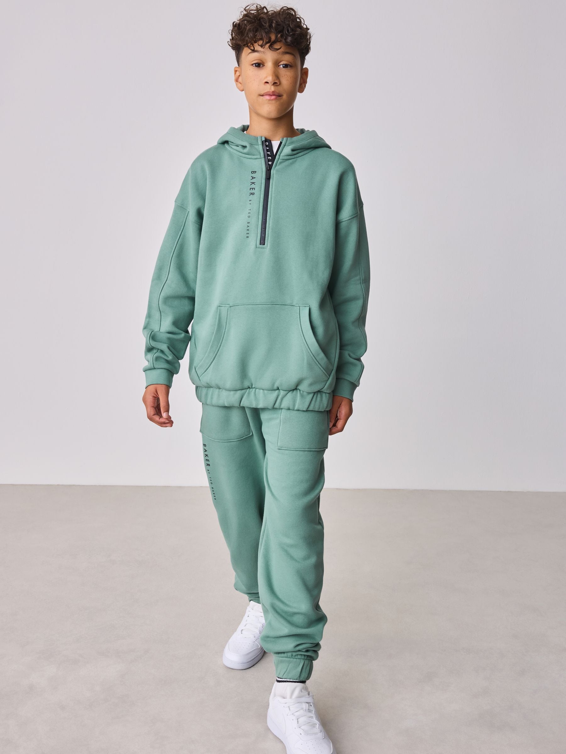Baker by Ted Baker Green Zip Funnel Neck Sweatshirt and Joggers Set image 1