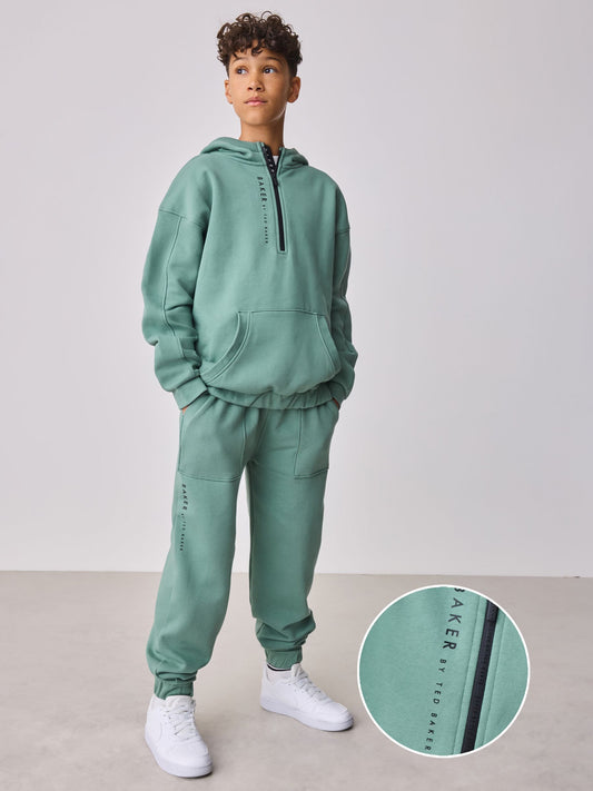 Baker by Ted Baker Green Zip Funnel Neck Sweatshirt and Joggers Set image 2
