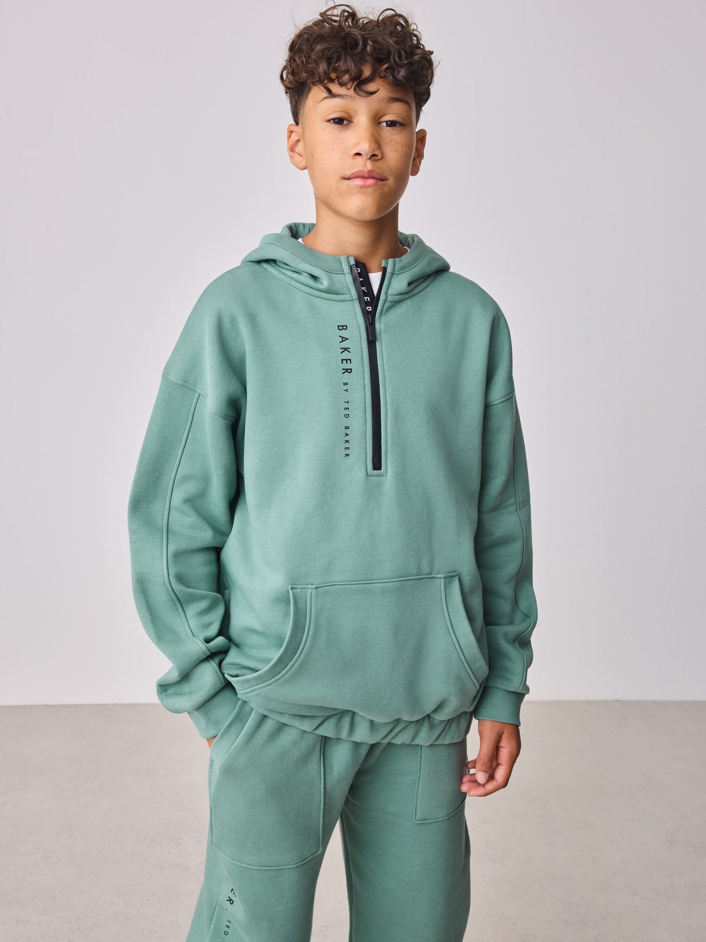 Baker by Ted Baker Green Zip Funnel Neck Sweatshirt and Joggers Set image 3