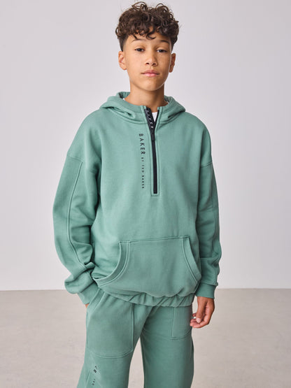 Baker by Ted Baker Green Zip Funnel Neck Sweatshirt and Joggers Set image 3