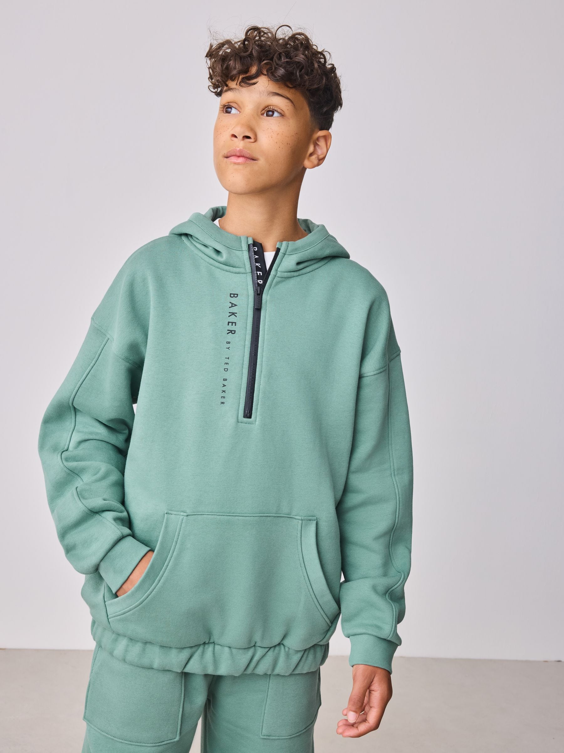 Baker by Ted Baker Green Zip Funnel Neck Sweatshirt and Joggers Set image 4