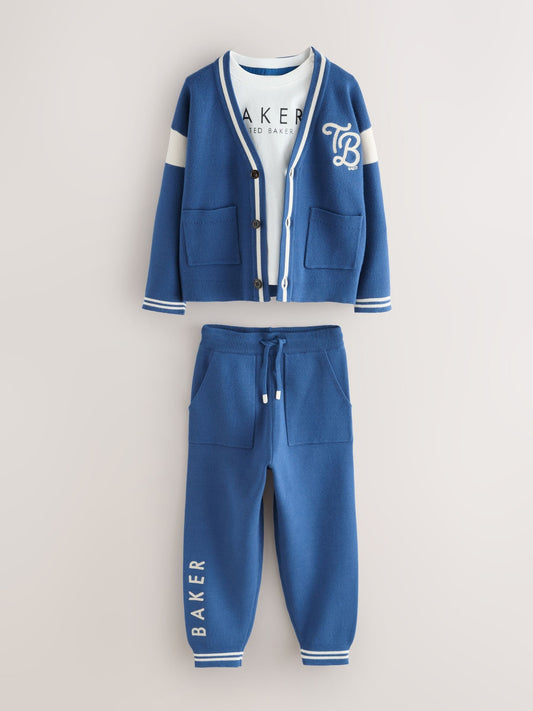 Baker by Ted Baker Knitted Cardigan, T-Shirt and Joggers 3 Piece Set image 1