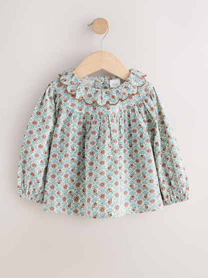 Chocolate Brown Cord Dungarees & Blouse Set (3mths-7yrs)