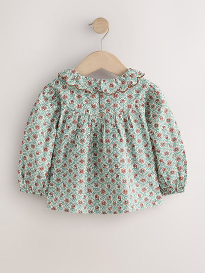 Chocolate Brown Cord Dungarees & Blouse Set (3mths-7yrs)