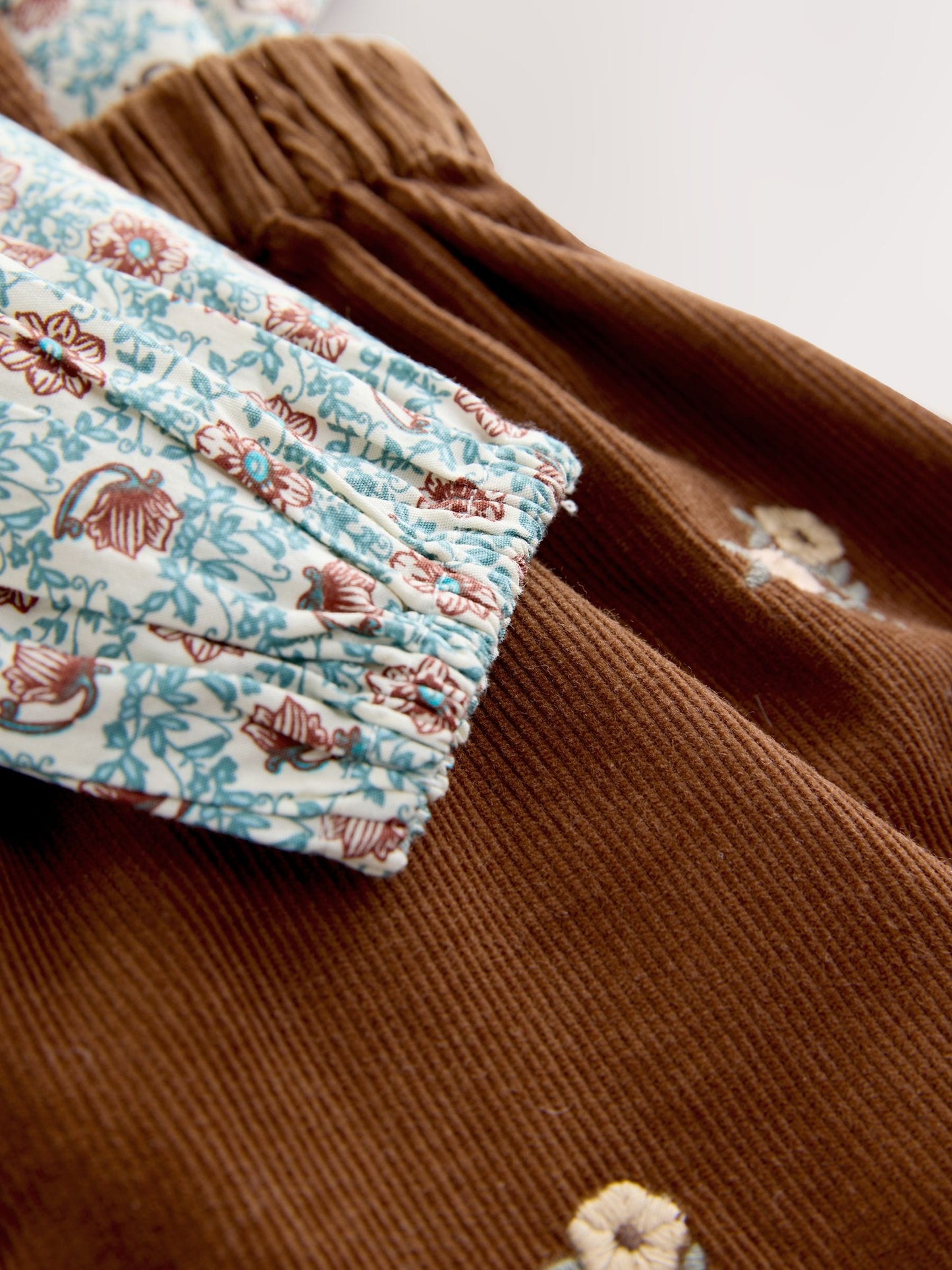 Chocolate Brown Cord Dungarees & Blouse Set (3mths-7yrs)