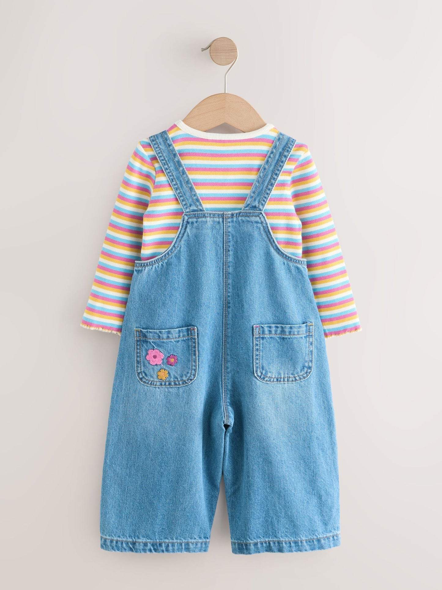 Mid Blue Bee Embellished Dungarees (3mths-7yrs)