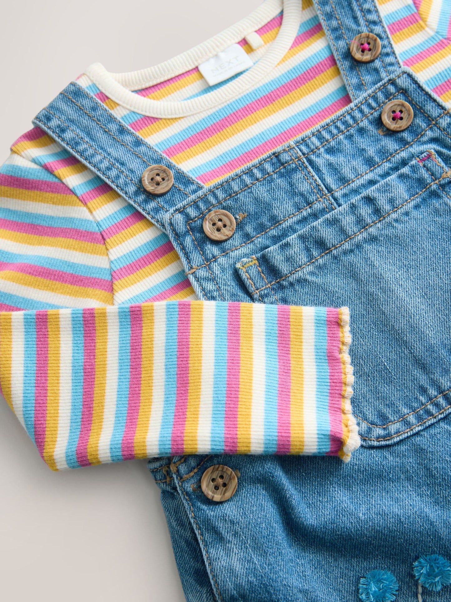 Mid Blue Bee Embellished Dungarees (3mths-7yrs)