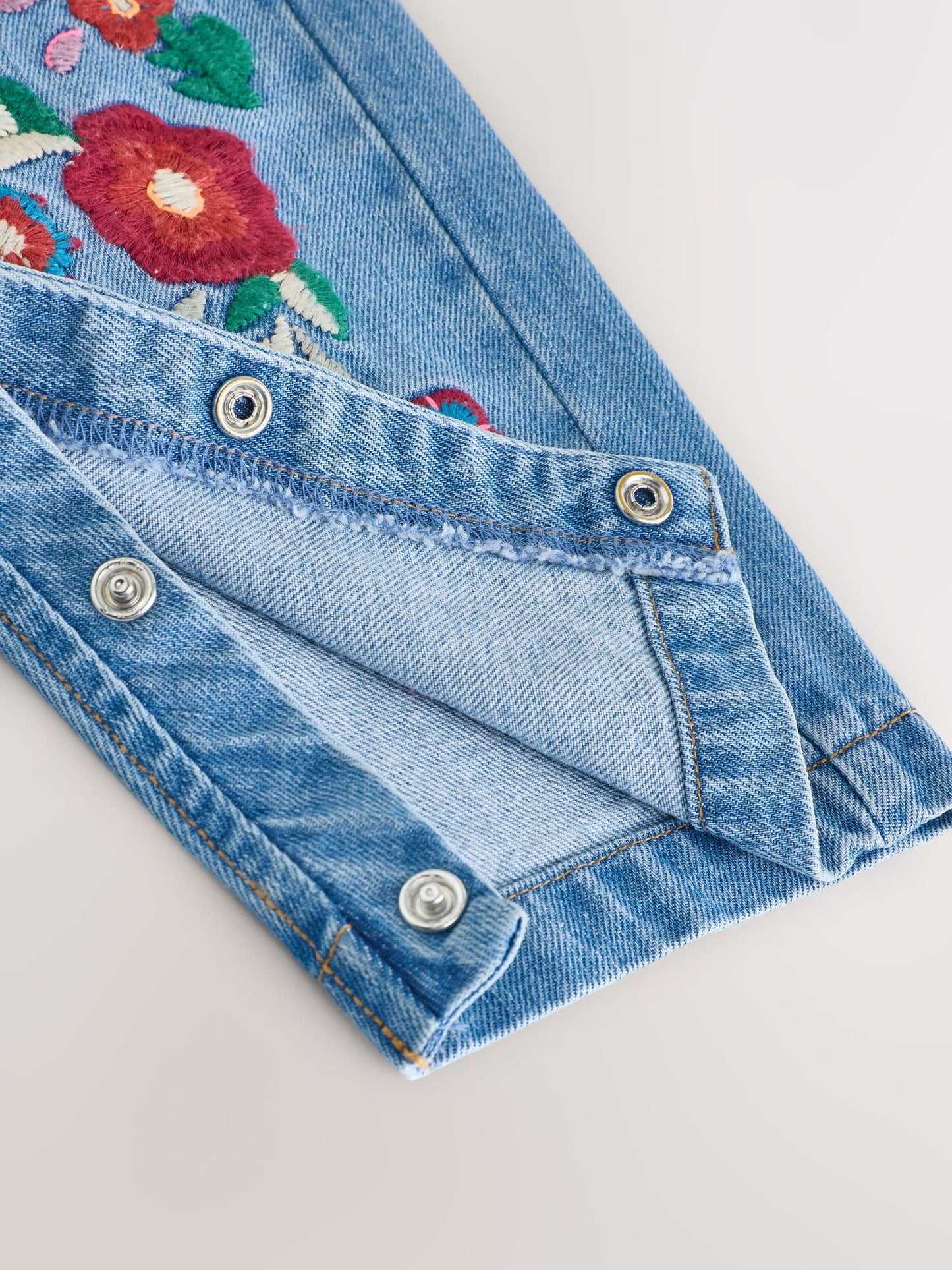 Mid Blue Floral Embroidered Dungarees (3mths-7yrs)