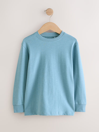 Dsiney Kidz - Blue/Green/Grey/Stone Plain Long Sleeve Cosy T-Shirts 4 Pack (3-16yrs) image 2