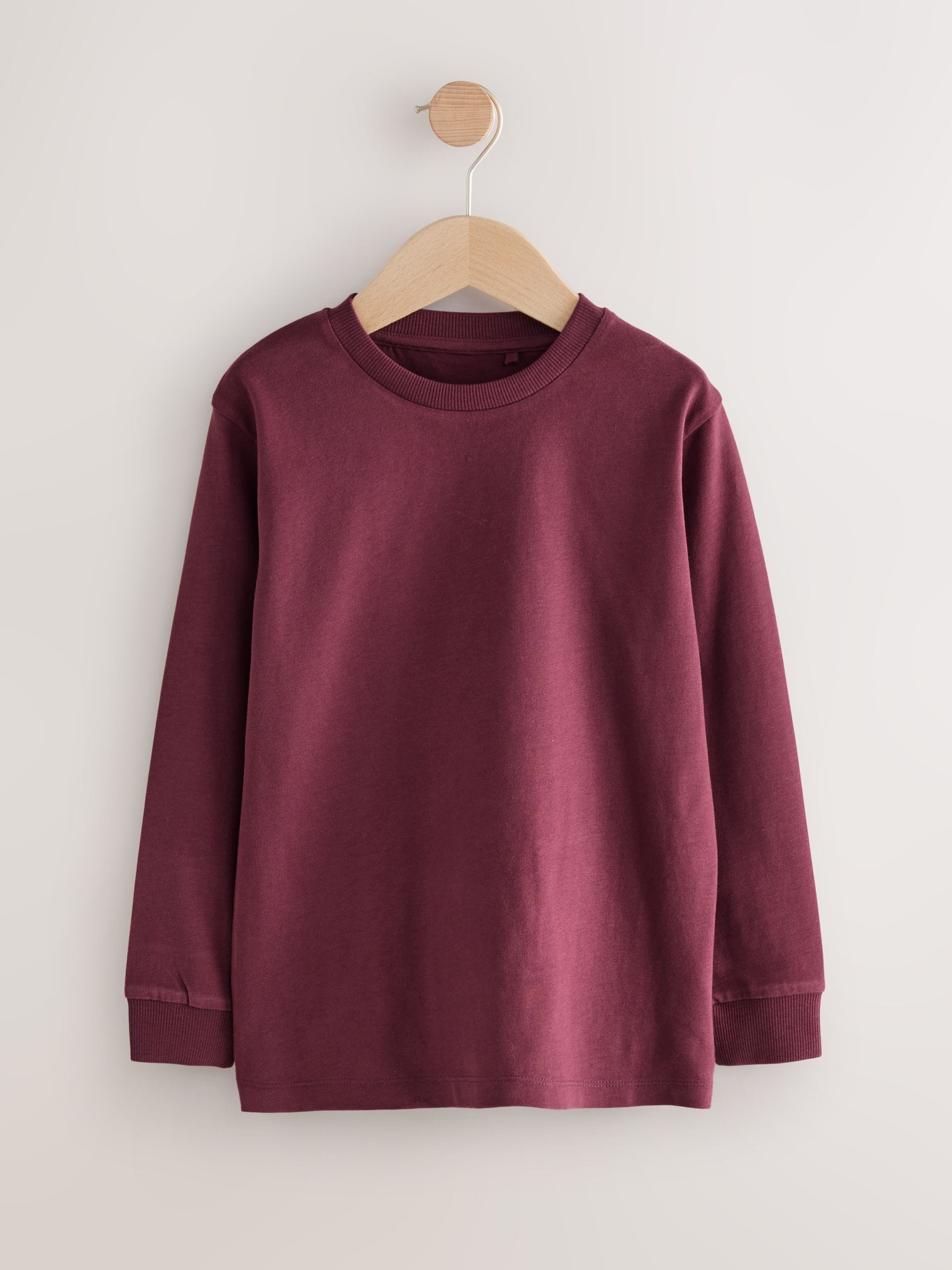 Dsiney Kidz - Berry Red/Grey/White/Blue Plain Long Sleeve Cosy T-Shirts 4 Pack (3-16yrs) image 2